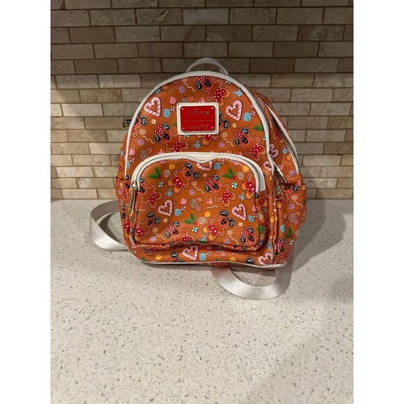 Loungefly Disney Christmas Gingerbread AOP Womens Double Strap Shoulder Bag - Picture 1 of 6